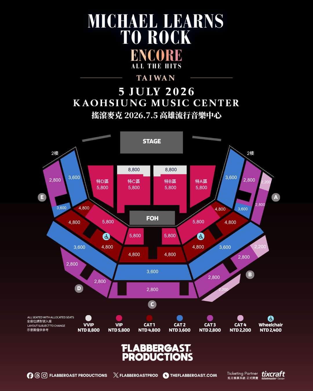 Kaohsiung Music Center seat plan with pricing tiers